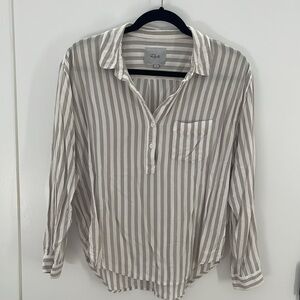 Rails Gray and White Striped Button Down Shirt